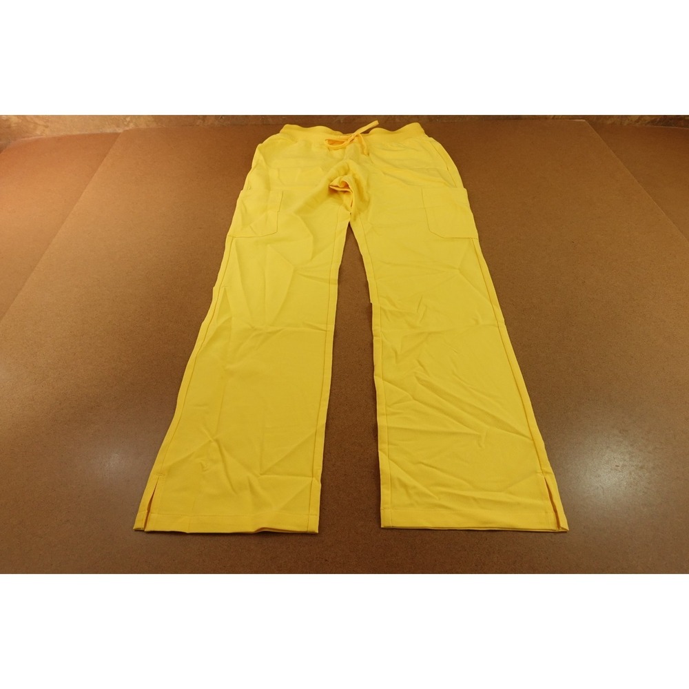 Mandala Womens Size XS Yellow Drawstring Waist Split Hem Cargo Scrub Pants